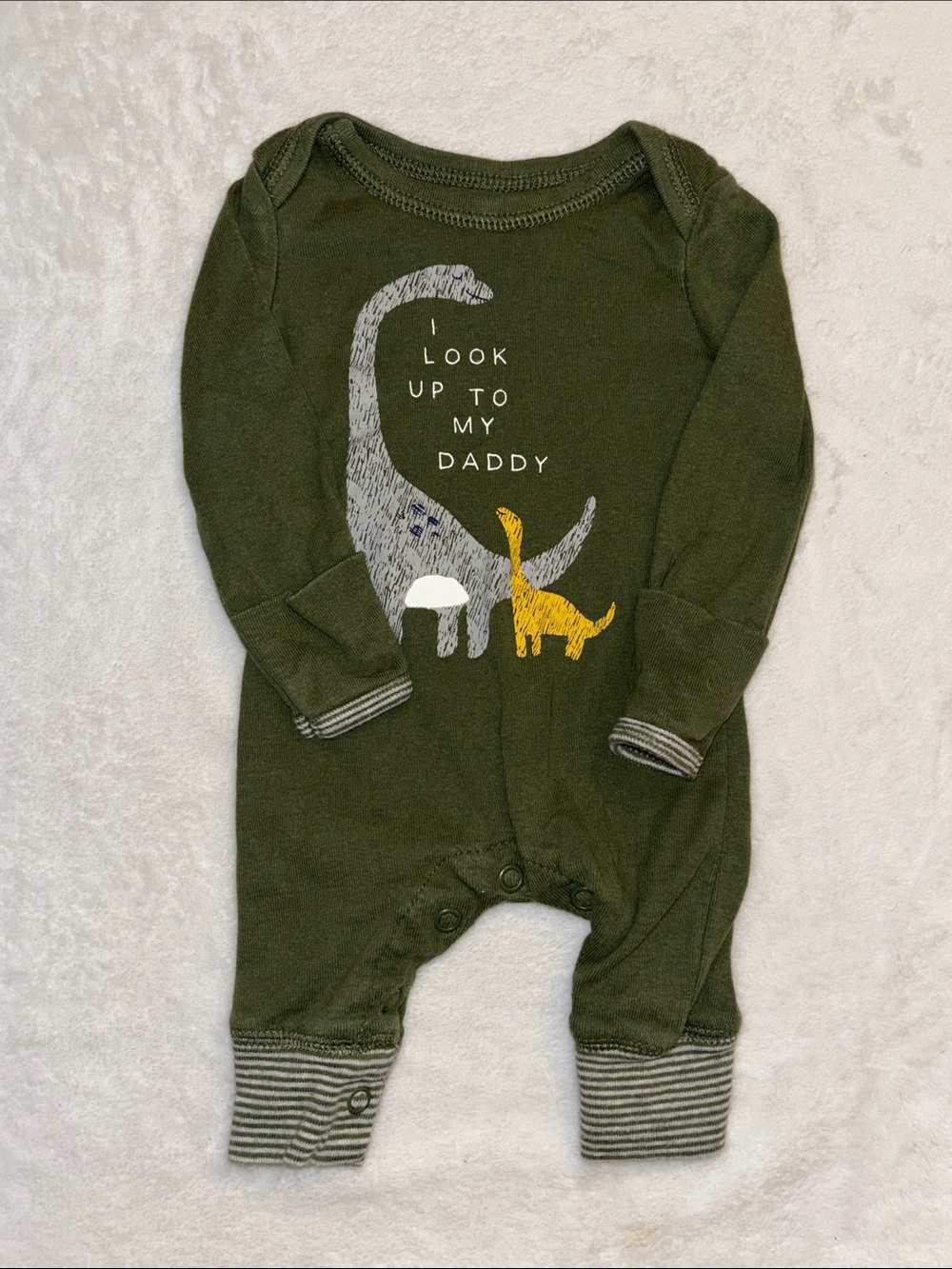 (2 for $10) Carter's Olive Green Dino Graphic One-Piece sleeper